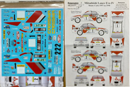 DECALS MITSUBISHI LANCER EVO IV - RALLY MONTE CARLO 1997 AND 1998