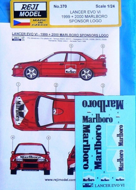DECALS MITSUBISHI LANCER EVO VI MARLBORO LOGOS 1999 AND 2000