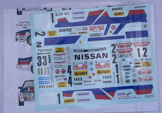 DECALS NISSAN 240 RS GR.B - RALLY MONTE CARLO 83 + 84 & TOUR DE CORSE 83