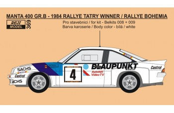 AUTOCOLLANTS OPEL MANTA 400 GR.B - BLAUPUNKT - RALLYE DE BOHÈME 1986