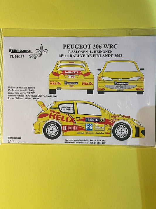 DECALS PEUGEOT 206 WRC - SHELL HELIX - RALLY FINLAND 2002