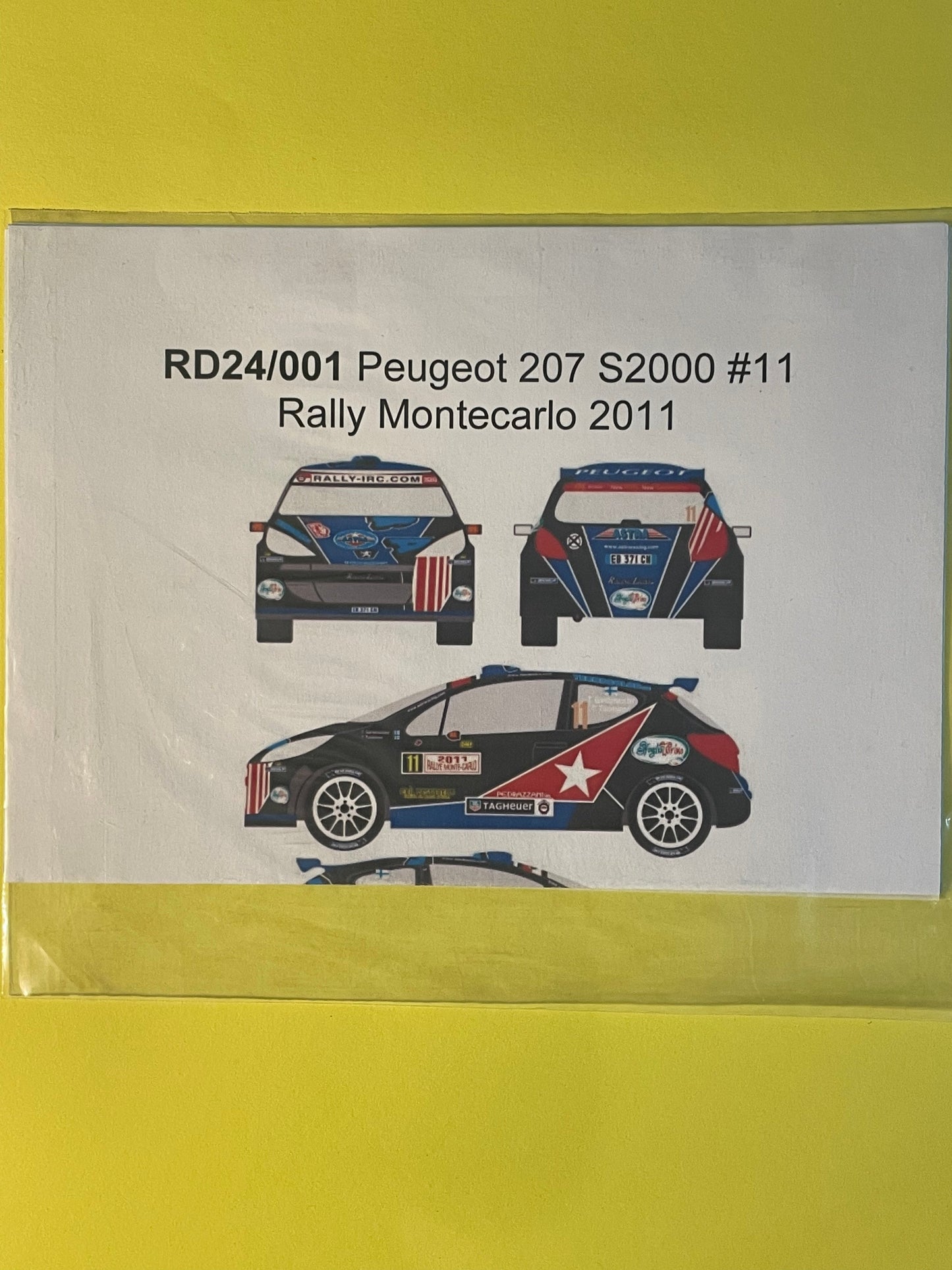 DECALS PEUGEOT 207 S2000 - ASTRA - RALLY MONTE CARLO 2011