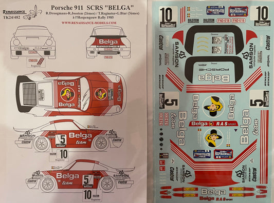 AUTOCOLLANTS PORSCHE 911 SC RS - BELGA TEAM - RALLYE HASPENGOUW 1985