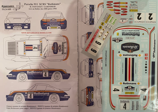 AUTOCOLLANTS PORSCHE 911 SC RS ROTHMANS - HENRI TOIVONEN