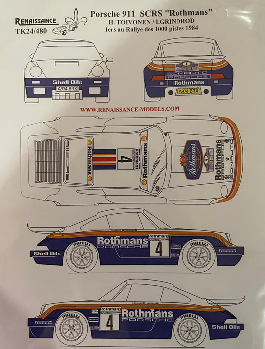 AUTOCOLLANTS PORSCHE 911 SC RS ROTHMANS - HENRI TOIVONEN