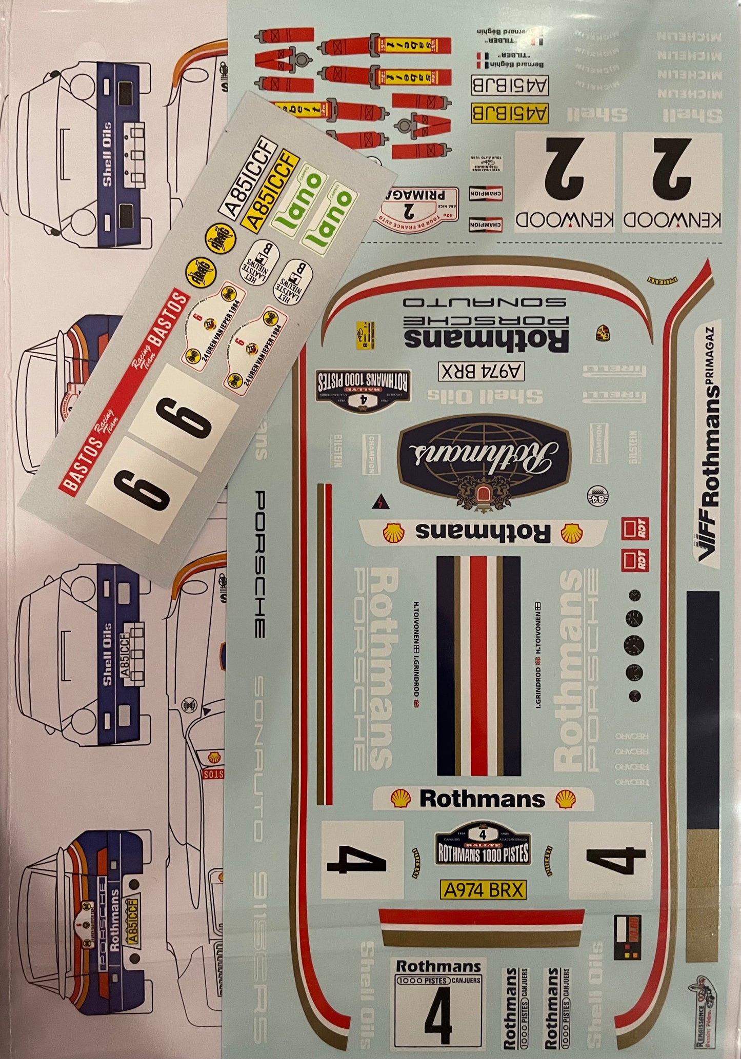 AUTOCOLLANTS PORSCHE 911 SC RS ROTHMANS - HENRI TOIVONEN