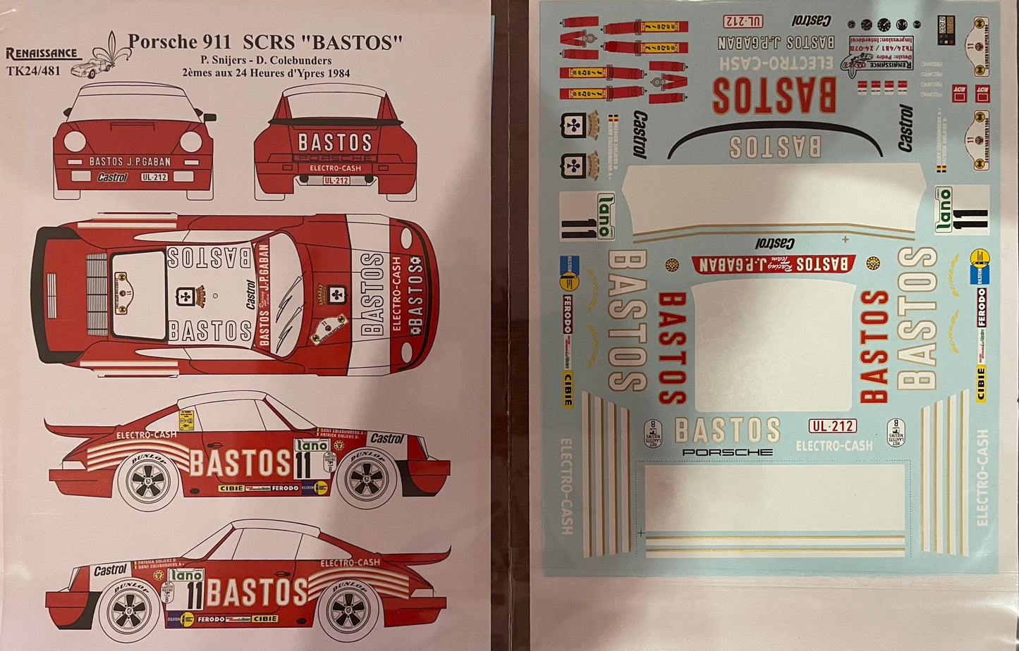DECALS PORSCHE 911 SCRS - BASTOS - YPRES RALLY 1984 – DModelkits