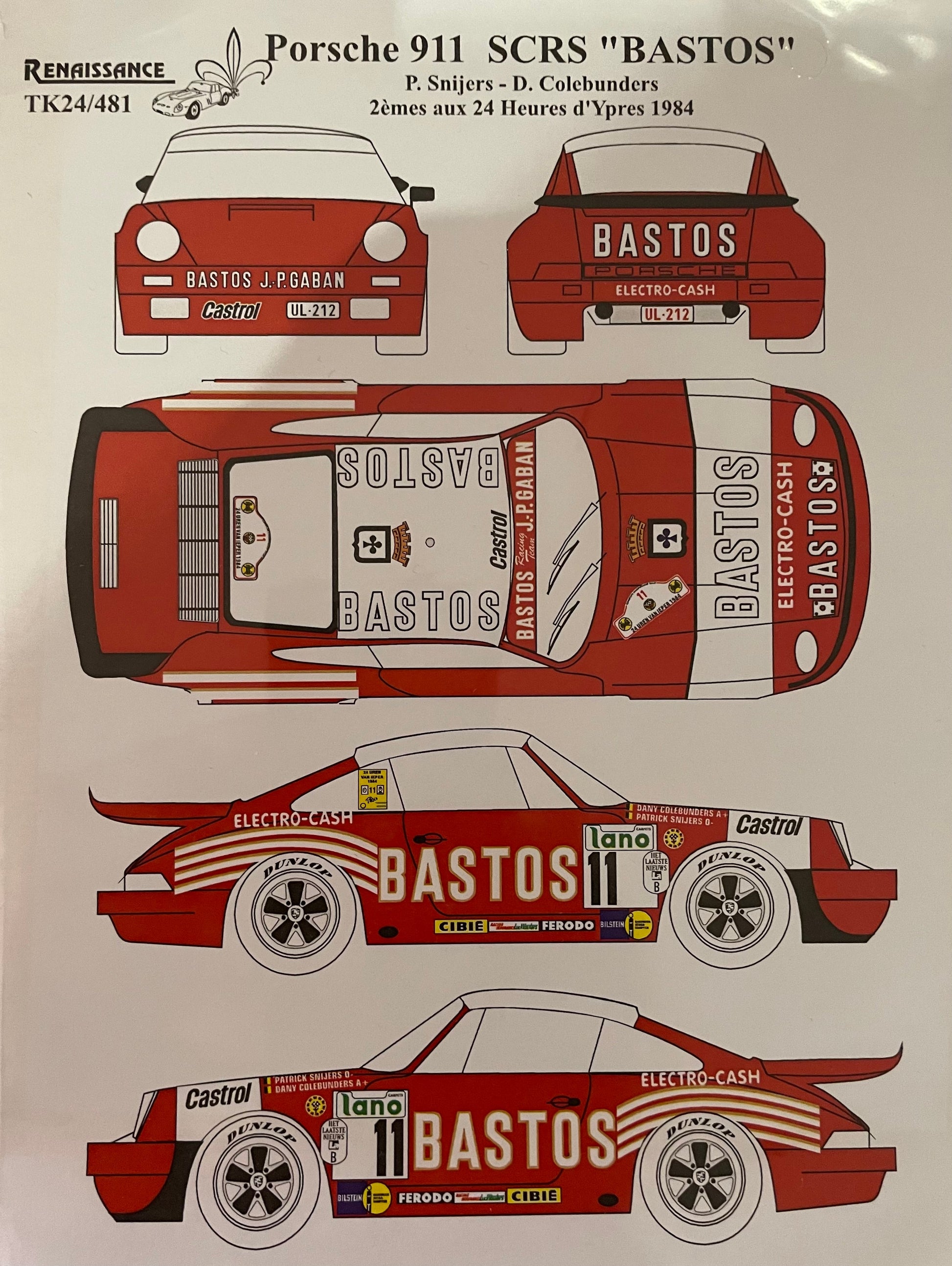 DECALS PORSCHE 911 SCRS - BASTOS - YPRES RALLY 1984 – DModelkits