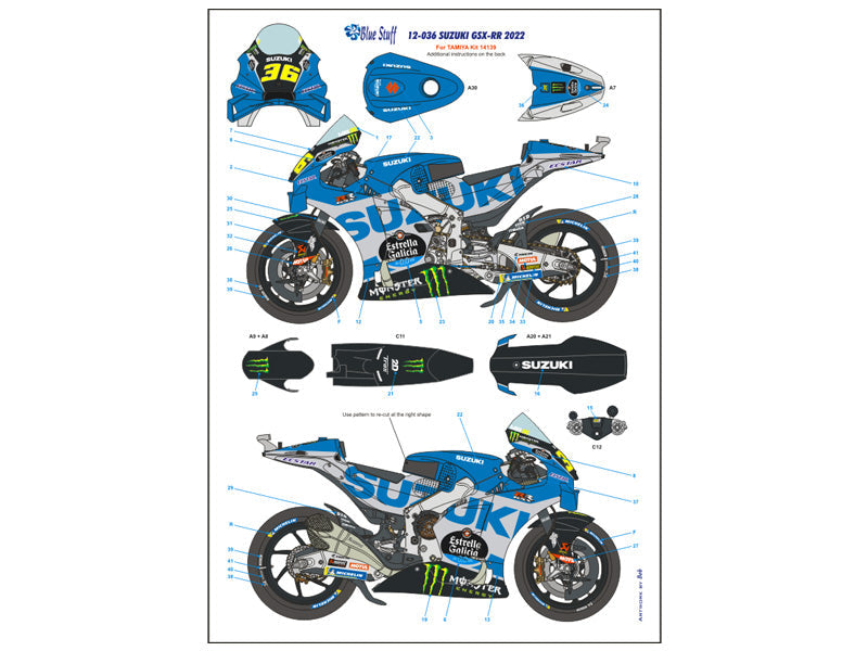 DECALS SUZUKI ECSTAR TEAM - ESTRELLA GALICIA MOTO GP 2022