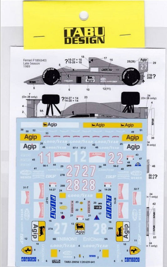 DECALS FERRARI F1 89/90 639/640/641 - F1 1989 AND 1990