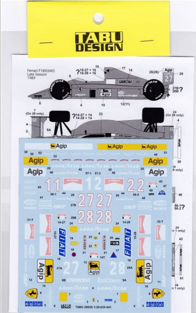 AUTOCOLLANTS FERRARI F1 89/90 639/640/641 - F1 1989 ET 1990