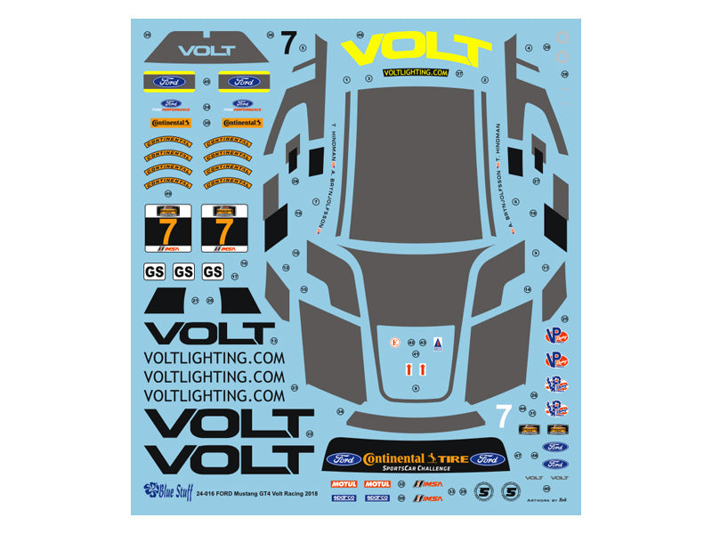 Sticker Decal Volt Racing FORD MUSTANG GT4 VOLT RACING TEAM - IMSA ROAD AMERICA 2018 – dmodelkits