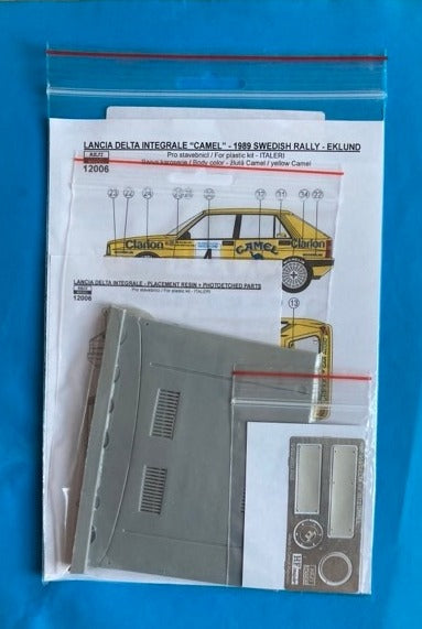 TRANSKIT LANCIA DELTA HF INTEGRALE 8V - CAMEL - 1989 SWEDISH RALLY - 1/12 SCALE