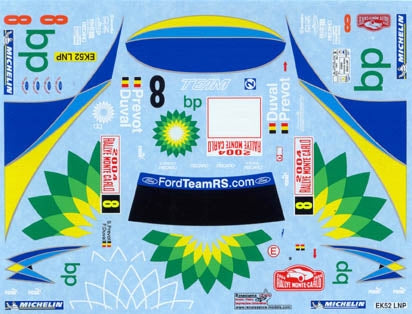 DECALS FORD FOCUS WRC - BP - RALLY MONTE CARLO 2004