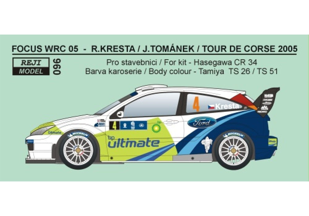 DECALS FORD FOCUS WRC - BP - TOUR DE CORSE 2005