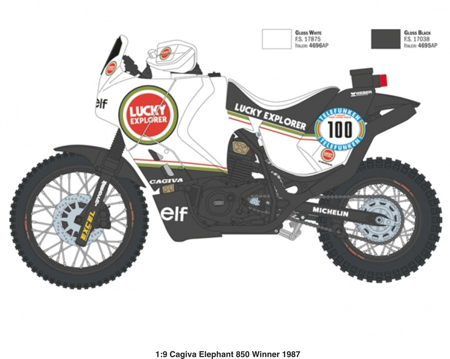 CAGIVA ELEPHANT 850 - LUCKY STRIKE - GAGNANT DAKAR 1985