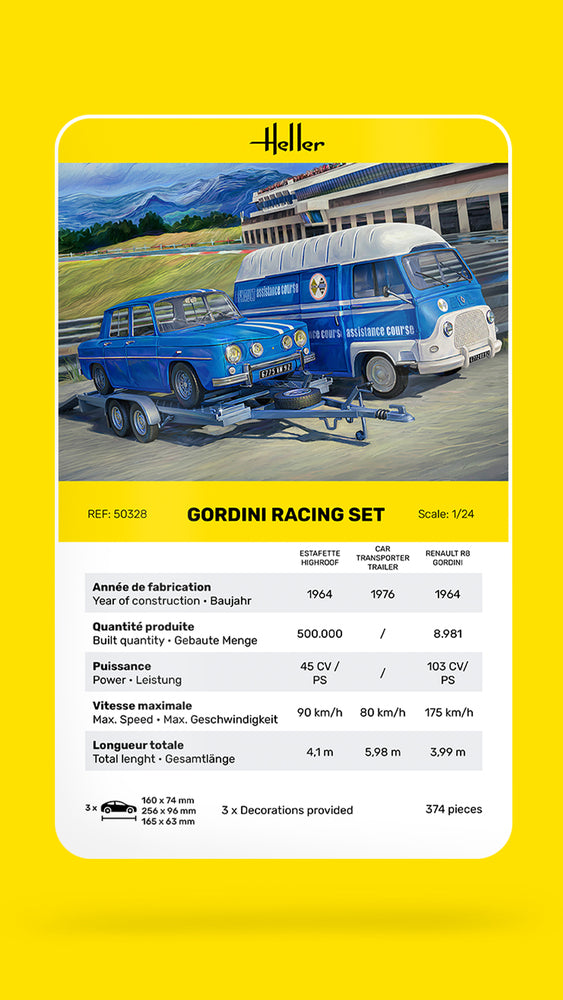 RENAULT ESTAFETTE AND RENAULT GORDINI R8 RACING TEAM SET AND TRAILER