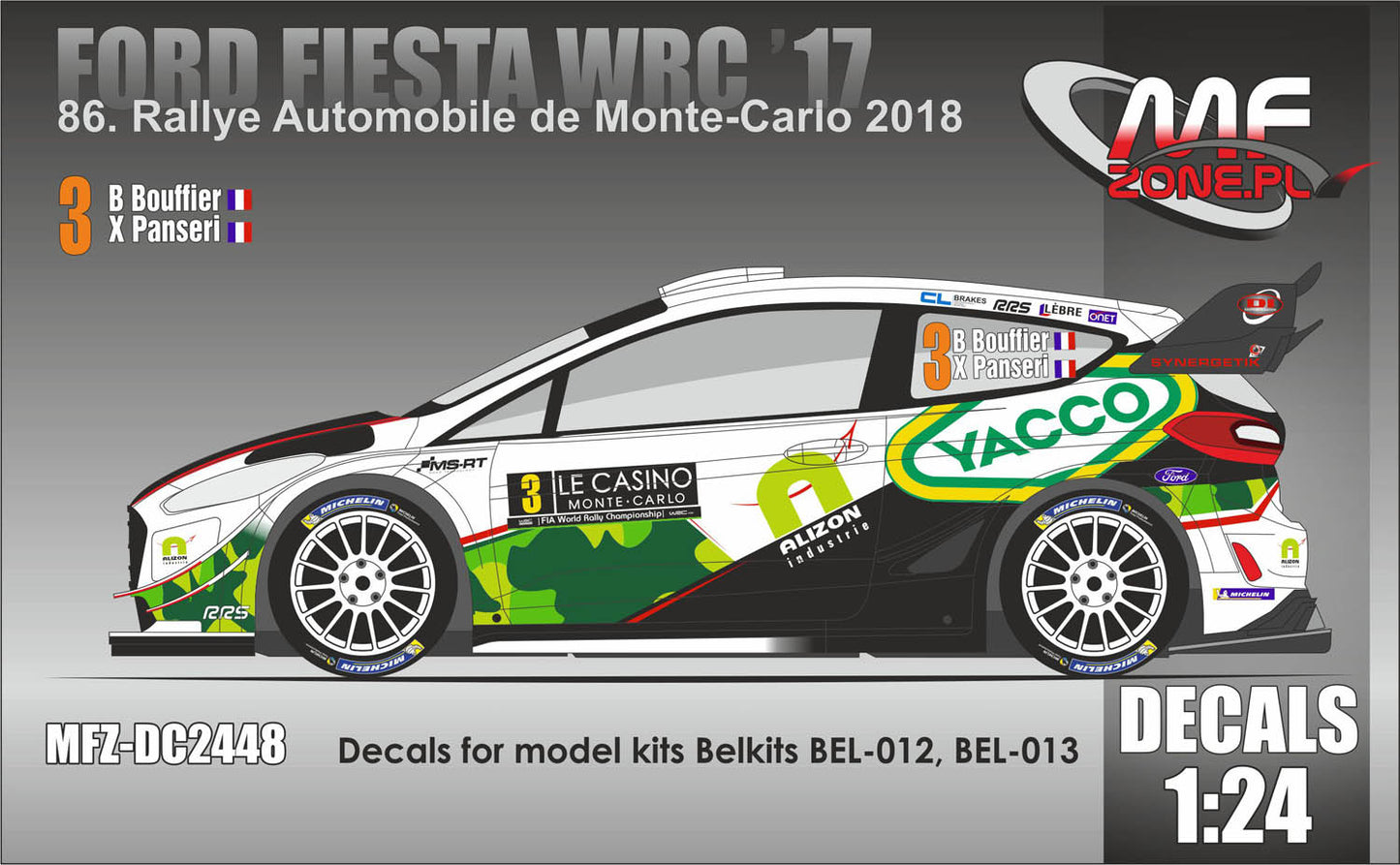 Decal Set Ford Fiesta WRC '17 Bouffier – 86th Rallye Automobile Monte-Carlo 2018