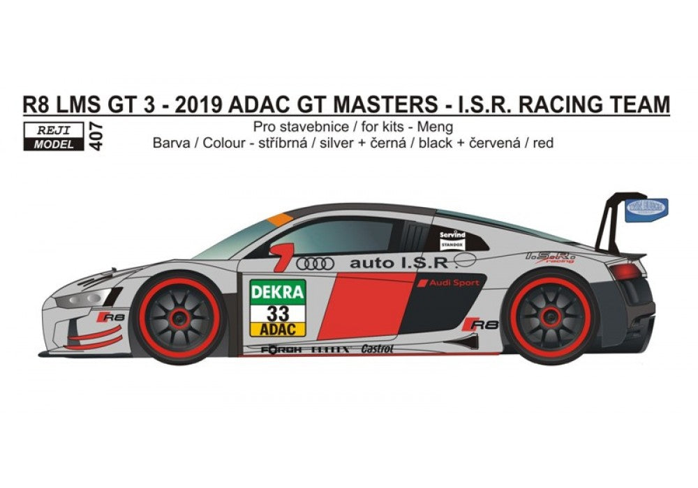 DECALS AUDI R8 LMS GT3 ISR RACING TEAM  - ADAC GT MASTERS 2019