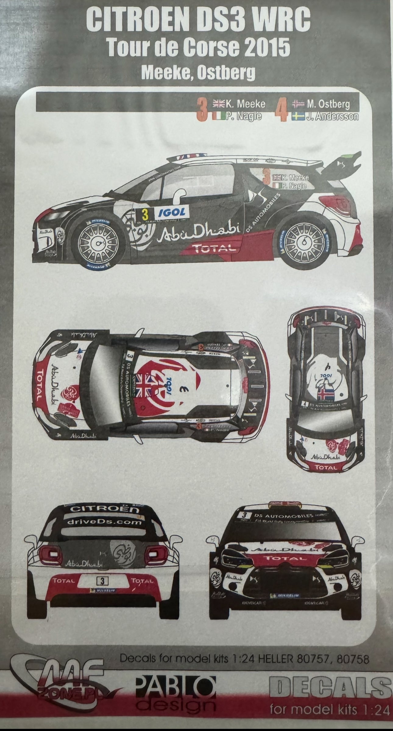 Decals Citroen DS3 WRC – Tour Corse 2015