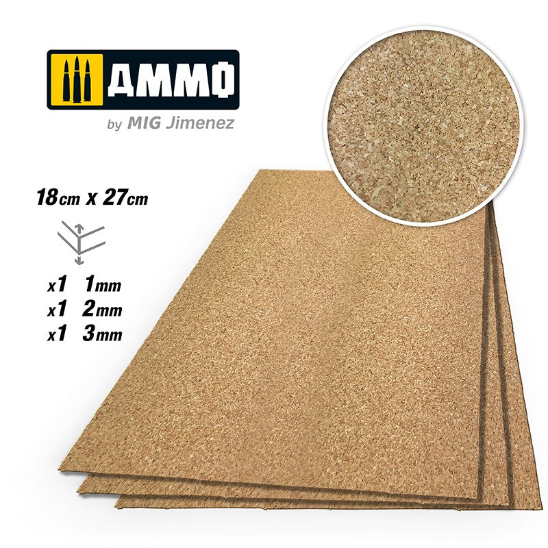 CREATE CORK Fine Grain Mix (1mm, 2mm and 3mm) - 1 pc. each size