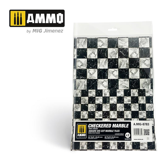 Checkered Marble. Square Die-cut Marble Tiles - 2 pcs