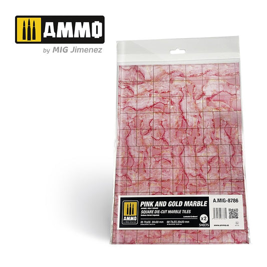 Pink and Gold Marble. Square Die-cut Marble Tiles - 2 pcs.