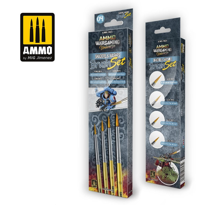 AMMO WARGAMING UNIVERSE - Shaders & Washes Brush Set