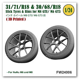 30/68-R18 & 31/71-R18 Slick Tires & Rims set for M8 GTE/ M6 GT3