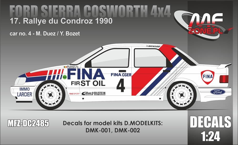 DECALS FORD SIERRA COSWORTH 4X4 - FINA - RALLY DU CONDROZ 1990
