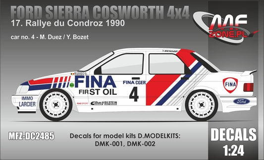 AUTOCOLLANTS FORD SIERRA COSWORTH 4X4 - FINA - RALLYE DU CONDROZ 1990