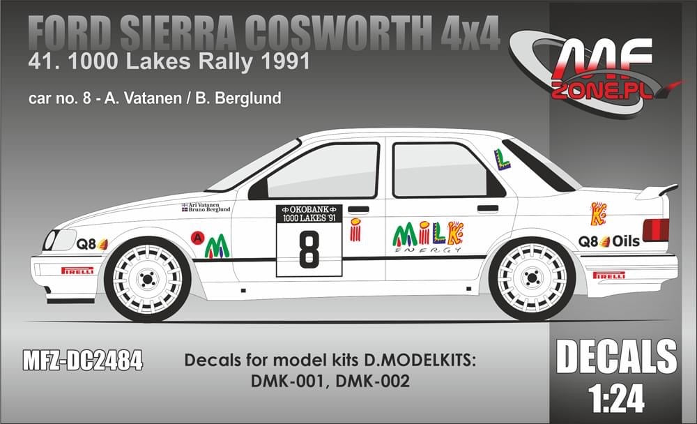 DECALS FORD SIERRA 4X4 - MILK ENERGY - 1000 LAKES RALLY 1991