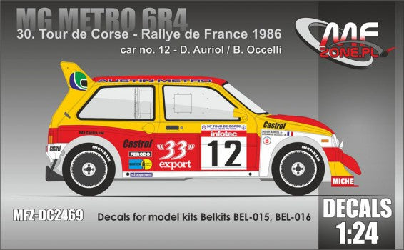 DECALS MG METRO 6R4 - TOUR DE CORSE 1986