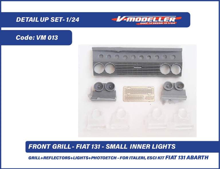 DETAIL SET UP FRONT GRILL  - SMALL INNER LIGHTS  - FIAT 131 ABARTH