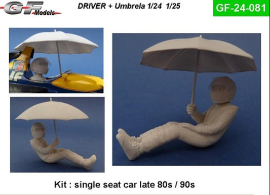 F1 DRIVER SEATED WITH UMBRELA