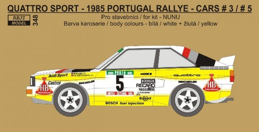AUTOCOLLANTS AUDI QUATTRO SPORT - HB - RALLYE DU PORTUGAL VINHO DO PORTO 1985