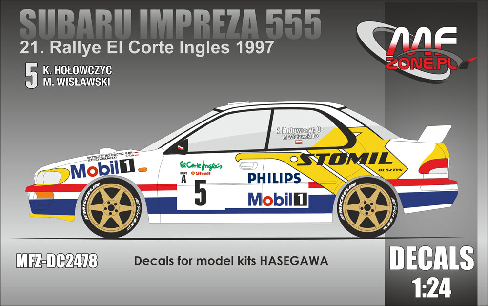 DECALS SUBARU IMPREZA 555 - STOMIL - RALLY EL CORTE INGLES 1997 ...