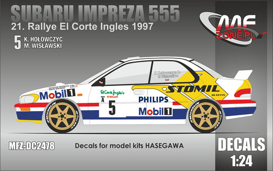 AUTOCOLLANTS SUBARU IMPREZA 555 - STOMIL - RALLYE EL CORTE INGLES 1997