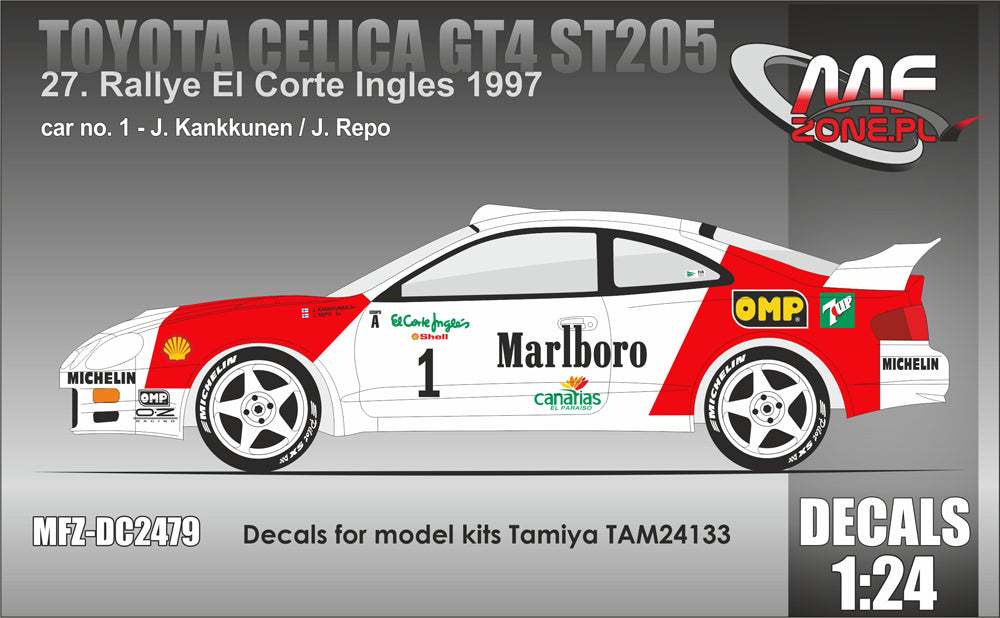 DECALS TOYOTA CELICA GT-FOUR ST205 MARLBORO - RALLY EL CORTE INGLES 1997