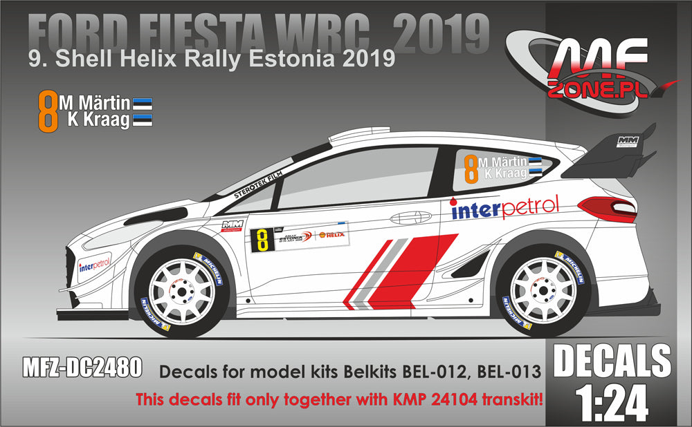 DECALS FORD FIESTA WRC - SHELL HELIX RALLY ESTONIA 2019