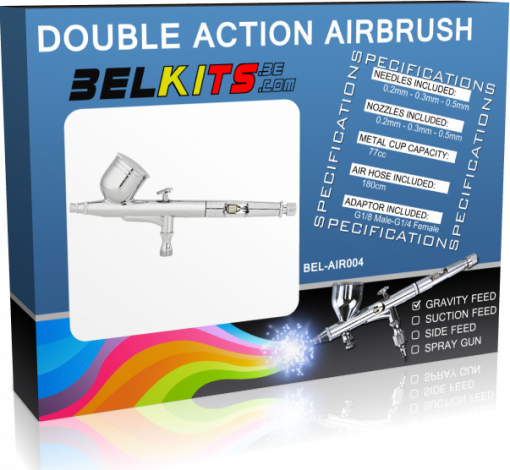 DOUBLE ACTION AIRBRUSH INCLUDING 3 NOZZLES & 3 NEEDLES