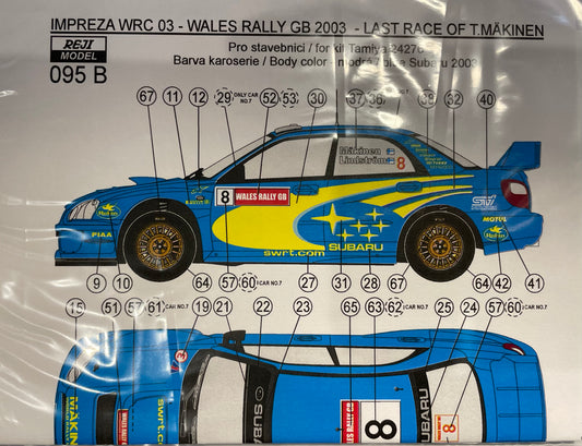 DECALQUES SUBARU IMPREZA WRC 03 - WALES RALLY 2003 - TOMMI MAKINEN ULTIMA PERFOMANCE