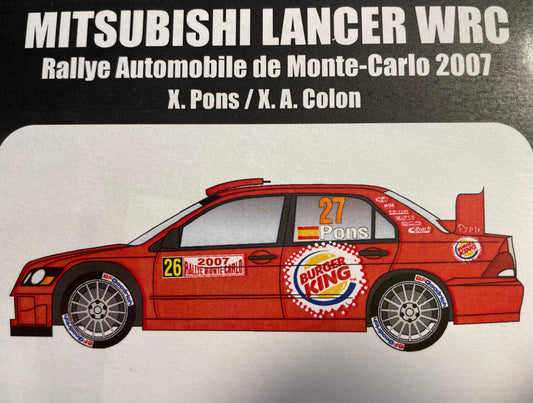 DECALQUES MITSUBISHI LANCER WRC RALLY MONTE CARLO 2007