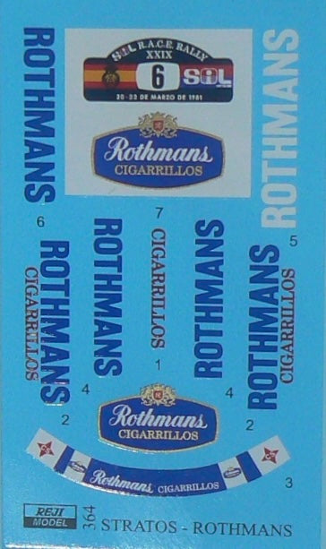 Radio Control Rally Car Decals Rothmans DECAL LANCIA STRATOS HF ROTHMANS - RALLY RACE 1981 – DModelkits