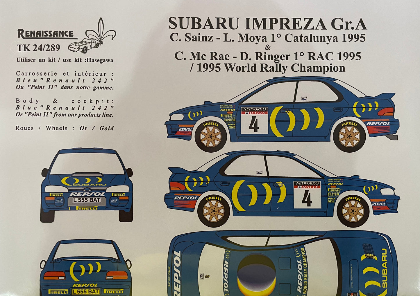 DECALQUES SUBARU IMPREZA GR.A - RALLY CATALUNYA / RAC 1995