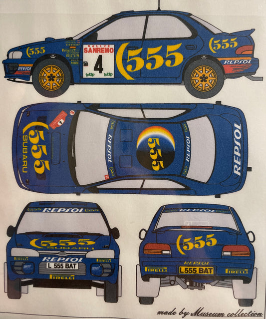 DECALQUES SUBARU IMPREZA WRX 555 - RALLY SANREMO / ACROPOLIS / NOVA ZELÂNDIA 1994