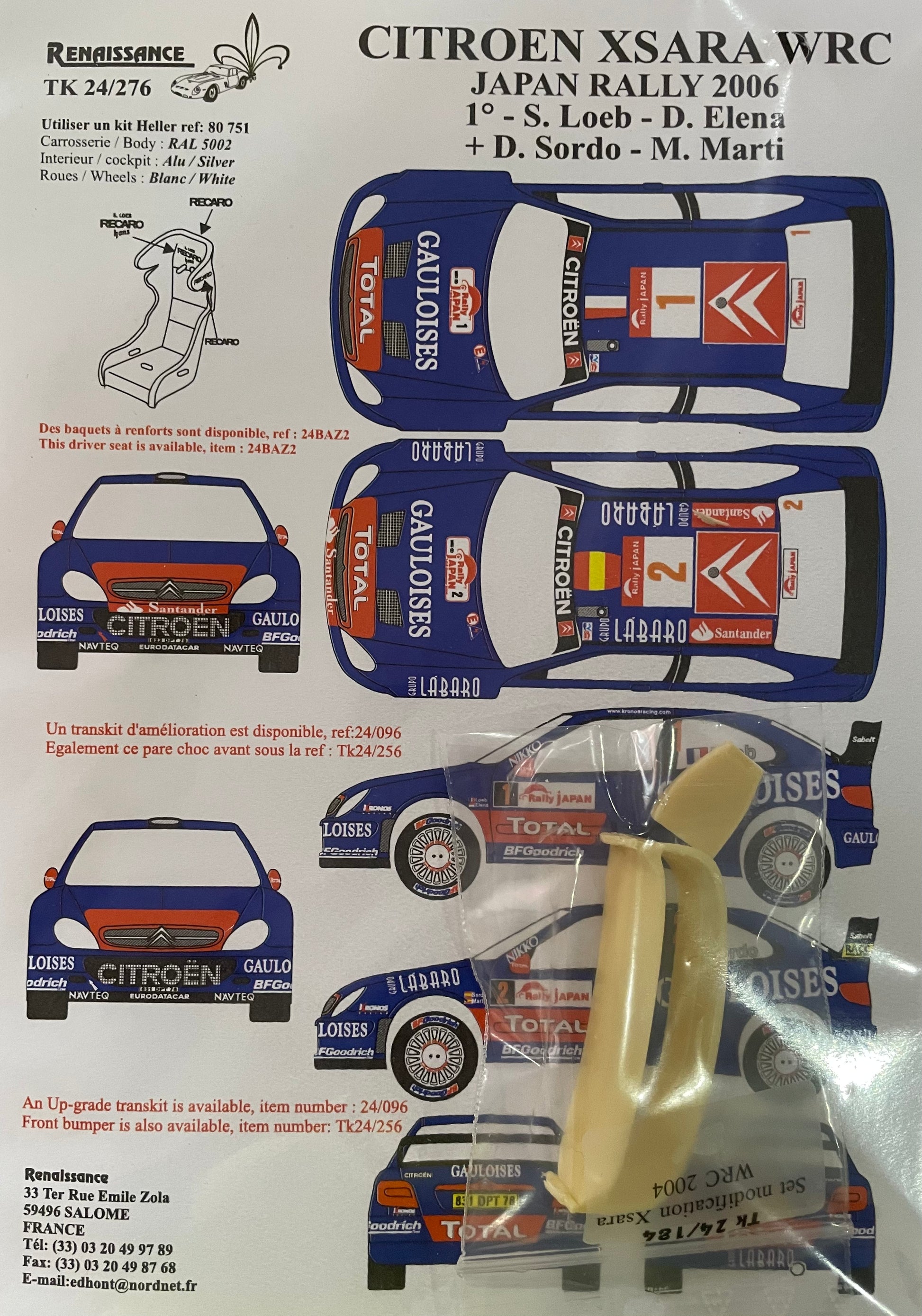 TRANSKIT CITROEN XSARA WRC RALLY JAPAN 2006 - GAULOISES – DModelkits TRANSKIT CITROEN XSARA WRC RALLY JAPAN 2006 - GAULOISES – DModelkits