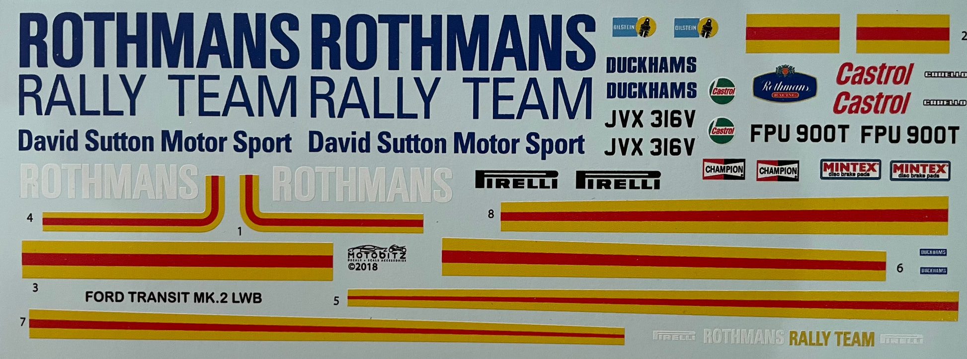 DECALS FORD TRANSIT MK2 LWB - ROTHMANS RALLY TEAM SERVICE VAN – DModelkits
