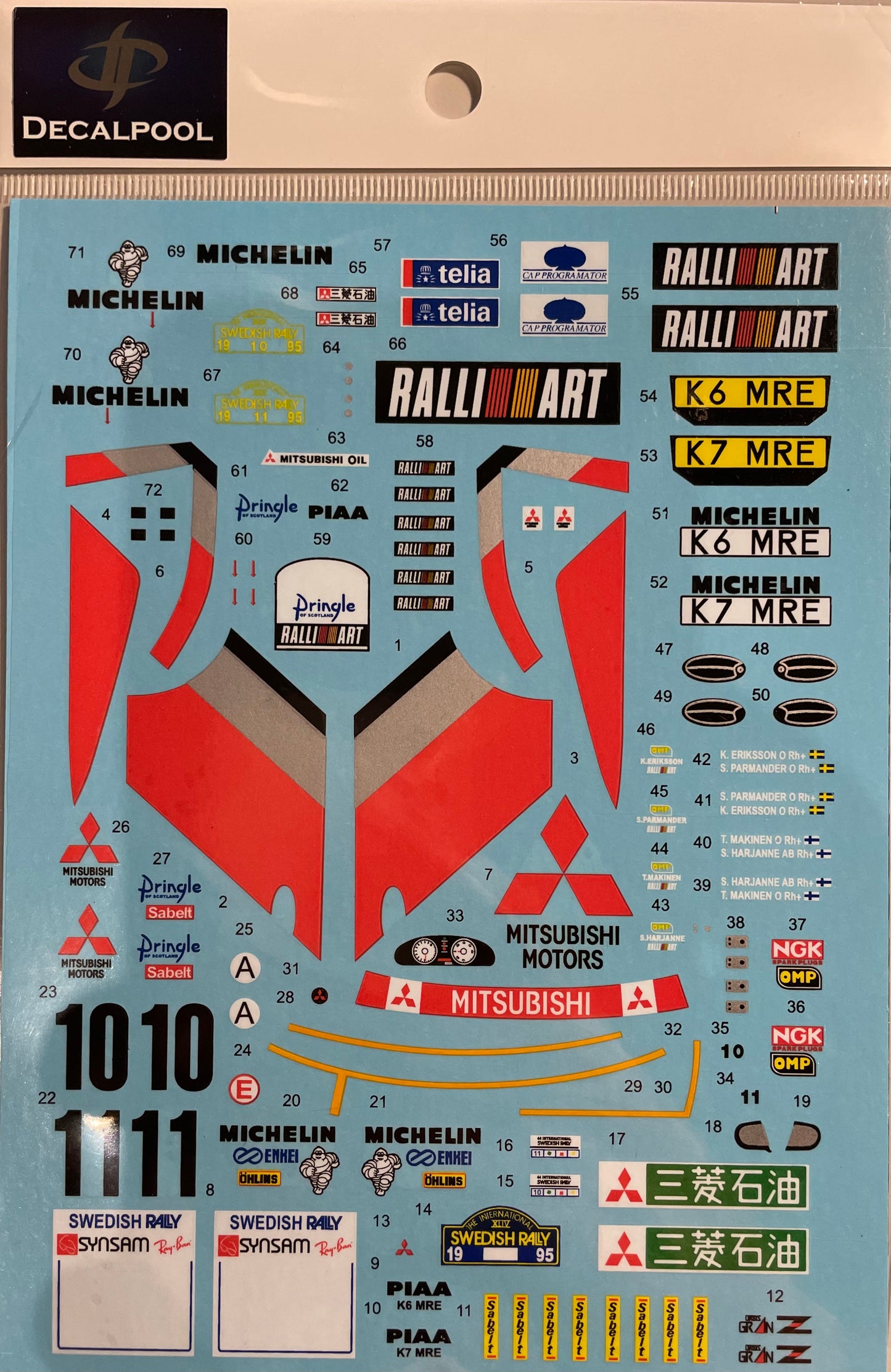 AUTOCOLLANT MITSUBISHI LANCER EVO II - RALLYE SUÉDOIS 1995 &amp; 555 HK RALLYE BEIJING 1994