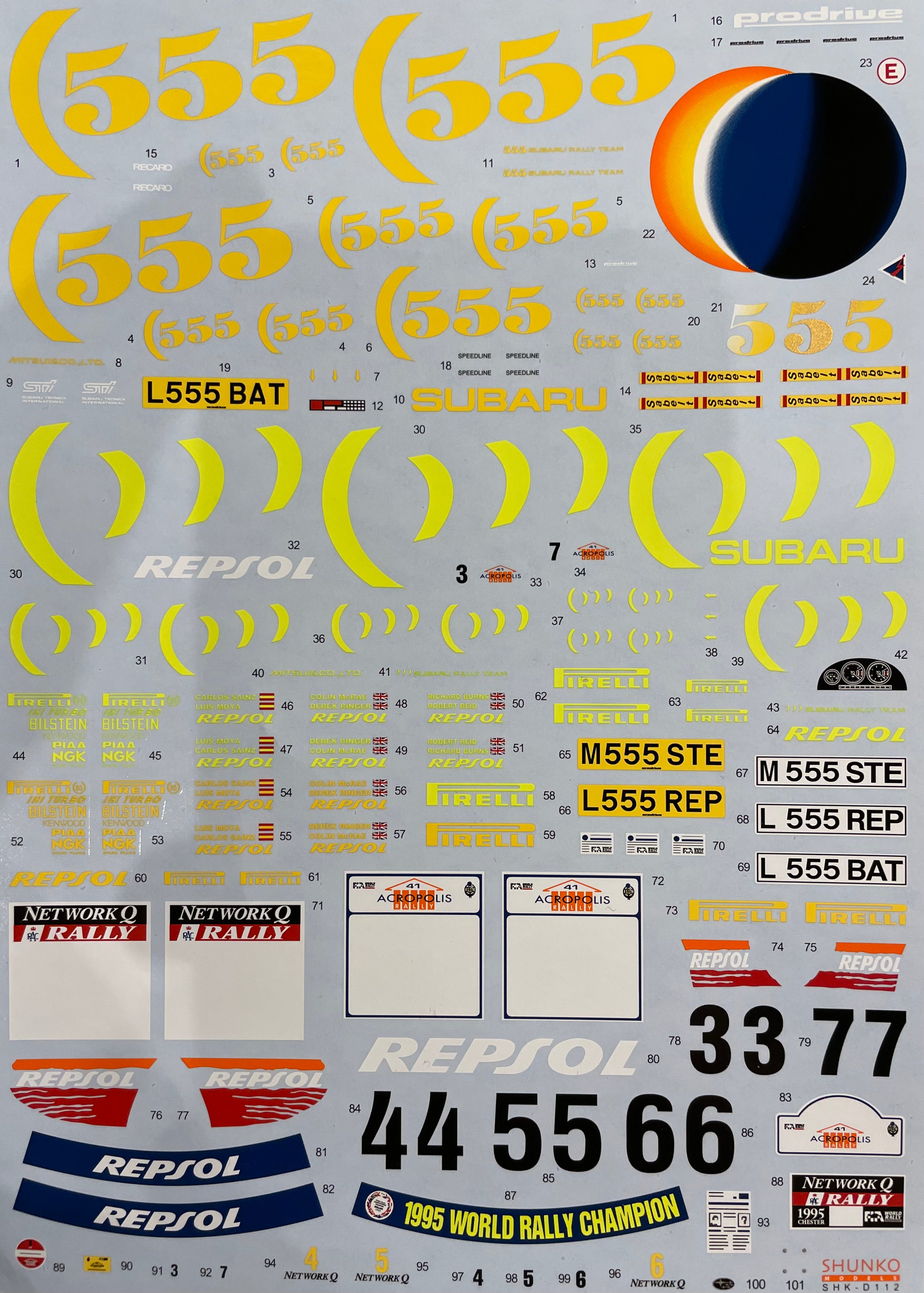 DECALS SUBARU IMPREZA WRX 555 - ACROPOLIS / RAC RALLY 1994 – DModelkits